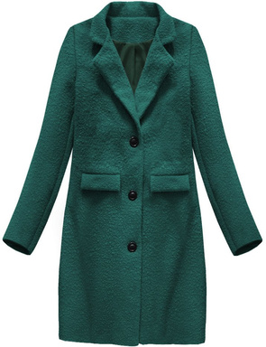 WEŁNIANY PŁASZCZ BARANEK BUTELKOWA ZIELEŃ (23108)