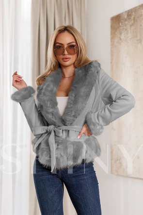 Kurtka damska z ekologicznego zamszu grafitowa