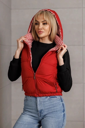 Krótka ocieplana kamizelka czerwona