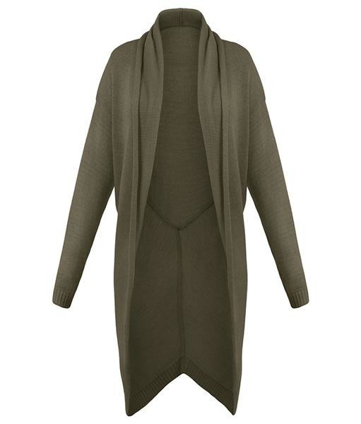 DŁUGI SWETER Z KOŁNIERZEM KHAKI (SW88)