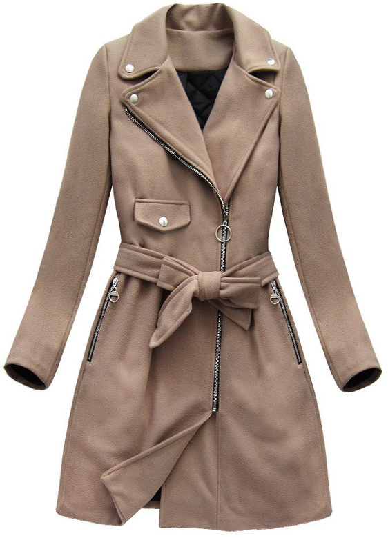LANG ÜBERGANGSMANTEL MIT GÜRTEL BEIGE (8208)