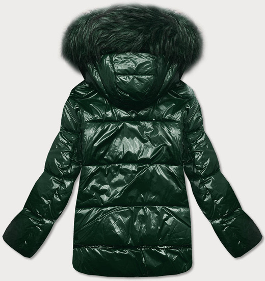 GLOSSY QUILTED DARK GREEN JACKET (7697)