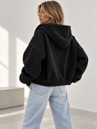 Damska czarna bluza oversize z kapturem