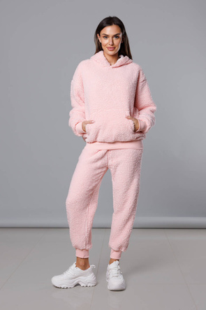 Ciepły damski komplet dresowy w kolorze różowym