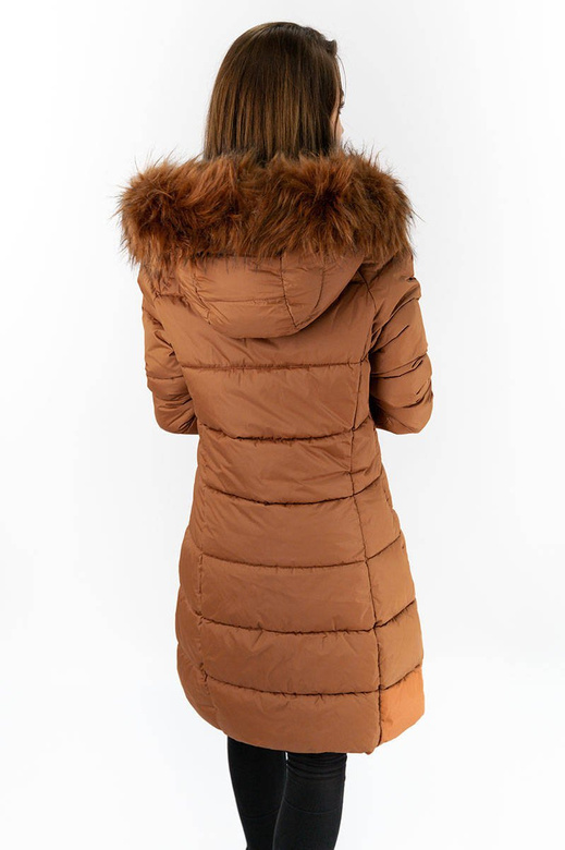 LANGE WINTER JACKE MIT KAPUZE FUCHSROT (7751)