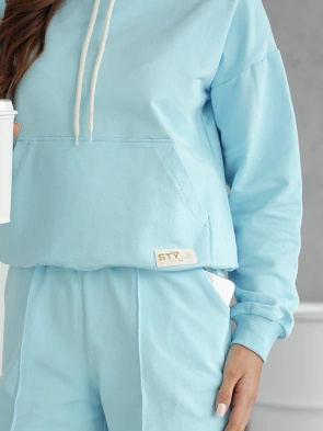 Niebieski bawełniany dres damski