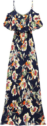 MAXI KLEID MIT RÜSCHE MARINEBLAU (71337#)