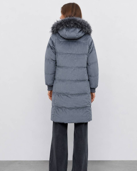 GESTREIFTE JACKE MIT HAUBE GRAU (7763)