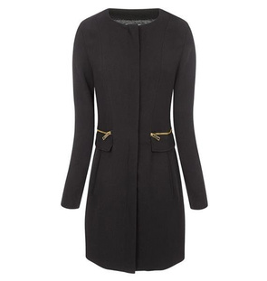 PROSTY PŁASZCZ Z ZAMKIEM CZARNY (2425)