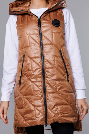 Damska pikowana kamizelka w kolorze karmelowym