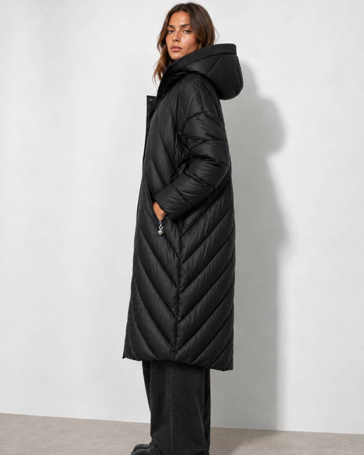 LANGE JACKE MIT HAUBE SCHWARZ (PM7231)