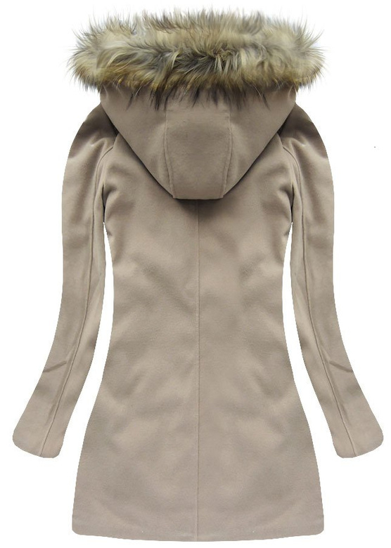 ELEGANT HOODED COAT LIGHT BEIGE (7171)