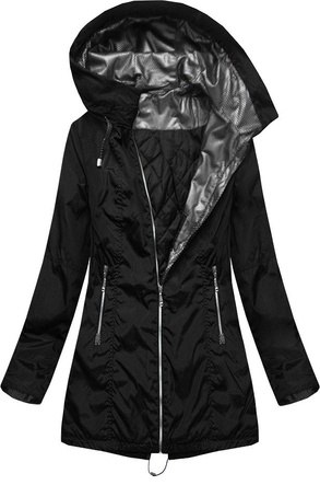 BLACK LONGER JACKET WITH HOOD (B9515)