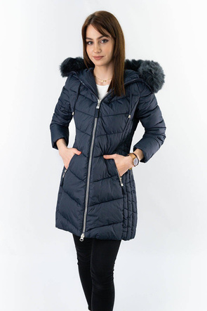LONG QUILTED JACKET NAVY BLUE (7689)