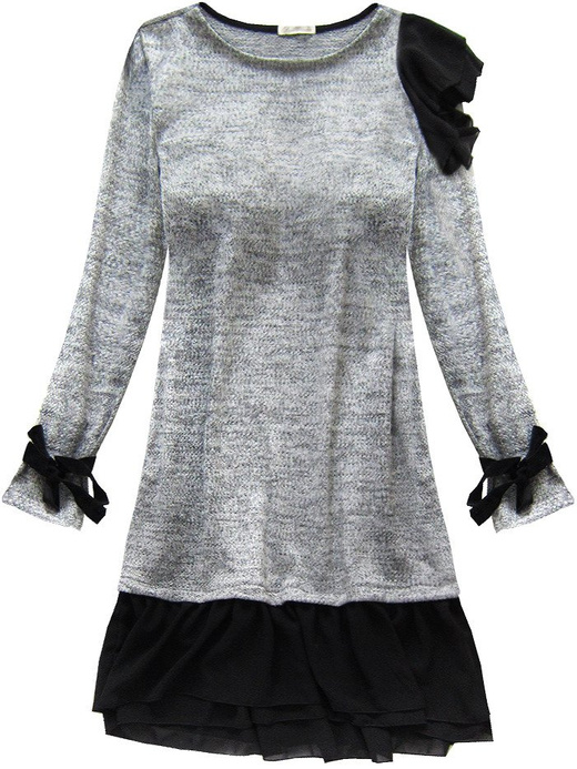 KLEID MIT RÜSCHEN HELLGRAU (167/1ART)