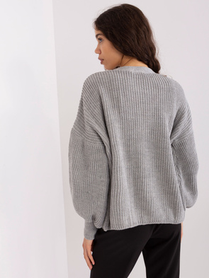 Dzianinowy szary komplet dwuczęściowy top i sweter