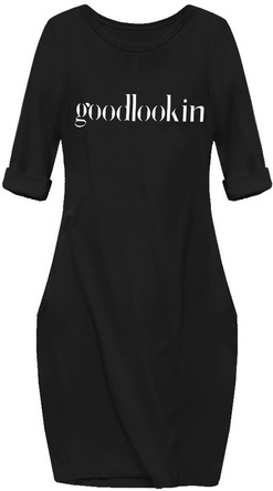 OVERSIZE KLEID MIT AUFSCHRIFT SCHWARZ (144ART)