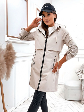 Jasnobeżowa kurtka damska z odpinanym kapturem