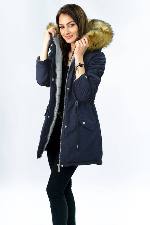REVERSIBLE HOODED JACKET NAVY BLUE-GREY (W213)