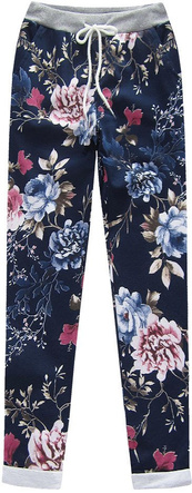 FLORAL PATTERNED COTTON TROUSERS NAVY BLUE (9620/1)