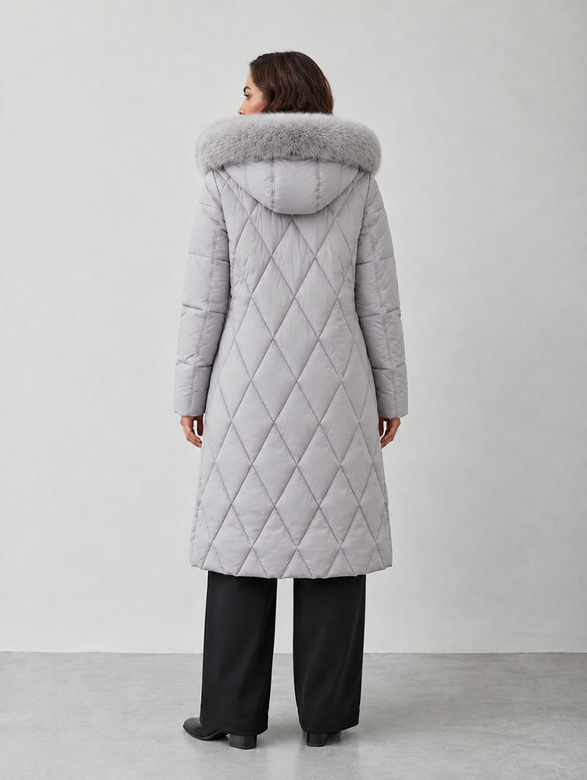 LONG WINTER HOODED JACKET GREY (7688BIG)