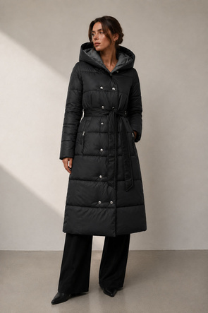 LONG JACKET WITH HOOD BLACK (PM7231)