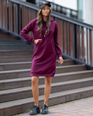 Bordowa sukienka basic przed kolano