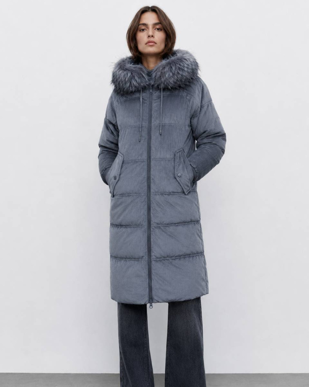 STRIPED JACKET WITH HOOD GRAY (7763)