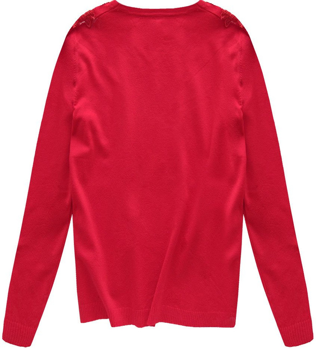 SWETER Z AŻUROWYMI WSTAWKAMI CZERWONY (P102)
