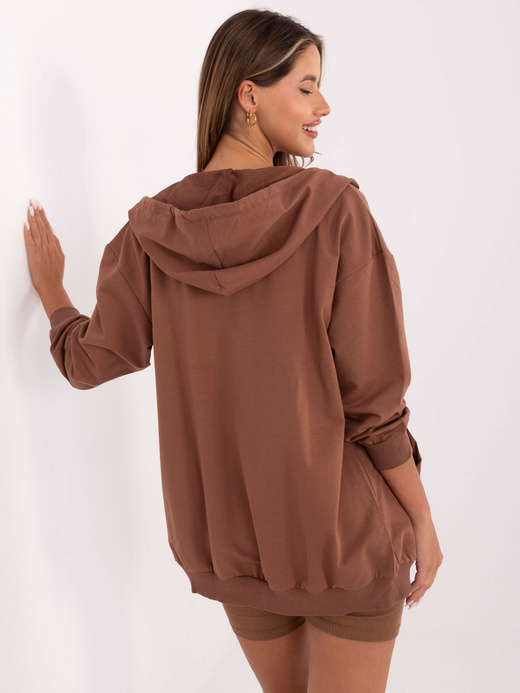Brązowy sportowy komplet bluza + top + szorty