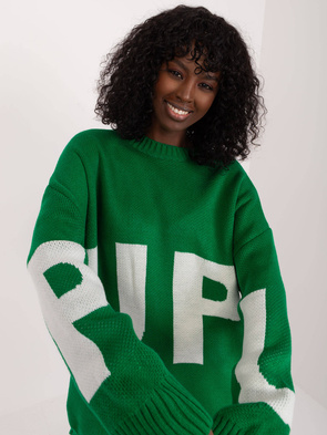 Luźny zielony sweter ze ściągaczami