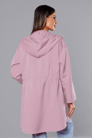 Cienka asymetryczna damska narzutka w kolorze brudnego różu