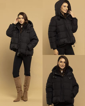 Krótka czarna kurtka zimowa typu puffer