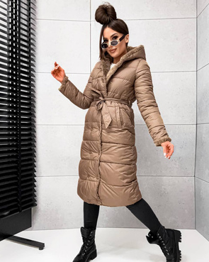 2w1 brązowa zimowa kurtka - futro