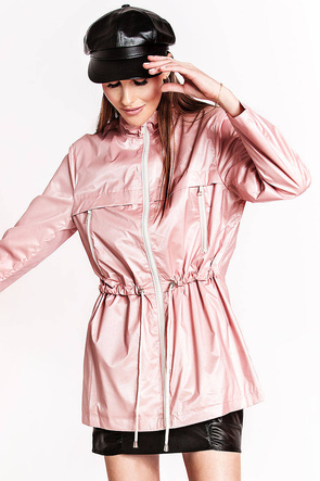 Błyszcząca różowa kurtka wiatrówka