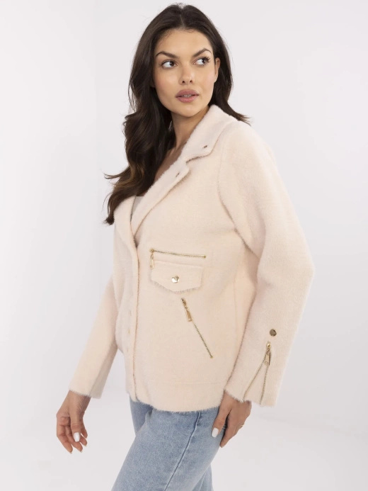Wełniana kurtka alpaka w kolorze jasnego beżu