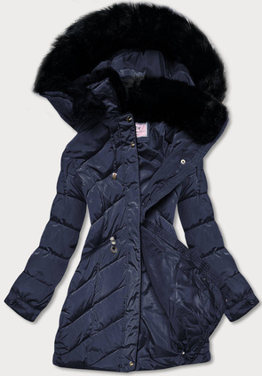 STEPPJACKE MIT KAPUZE MARINEBLAU (W732)