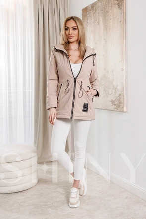 Kurtka z kapturem i troczkami jasny beż