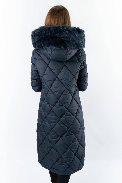 LONG WINTER HOODED JACKET NAVY BLUE (7688)