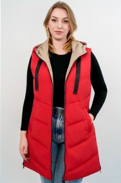 Czerwono - beżowa kamizelka 2 w 1