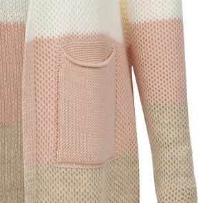 LONGPULLOVER MIT KAPUZE UND TASCHEN BEIGE-WEIß (121ART)