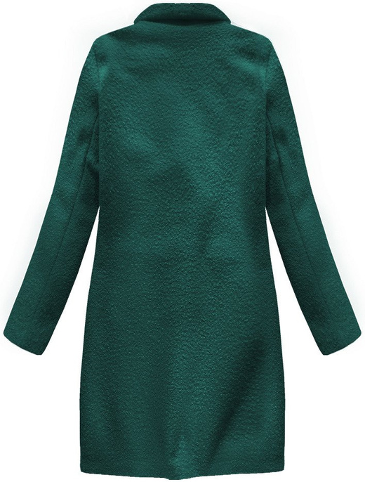 WEŁNIANY PŁASZCZ BARANEK BUTELKOWA ZIELEŃ (23108)