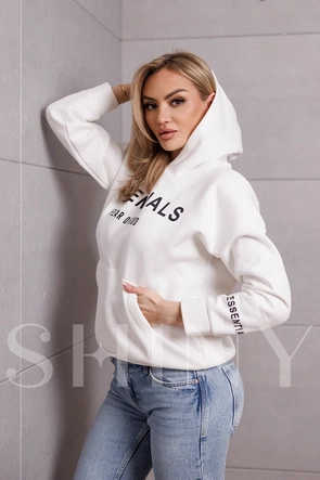 Luźna bluza z kapturem biała