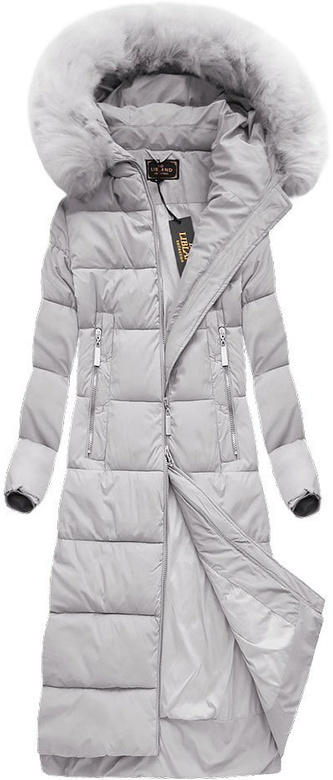 LONG WINTERJACKE MIT KAPUZE GRAU (7688BIG)