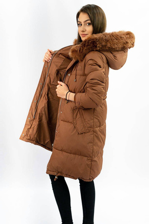 LONG HOODED WINTER JACKET GINGERBREAD (7752)