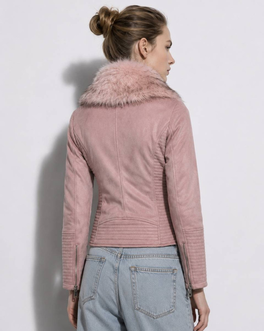 SUEDE MOTORCYCLE JACKET POWDER PINK (6501)