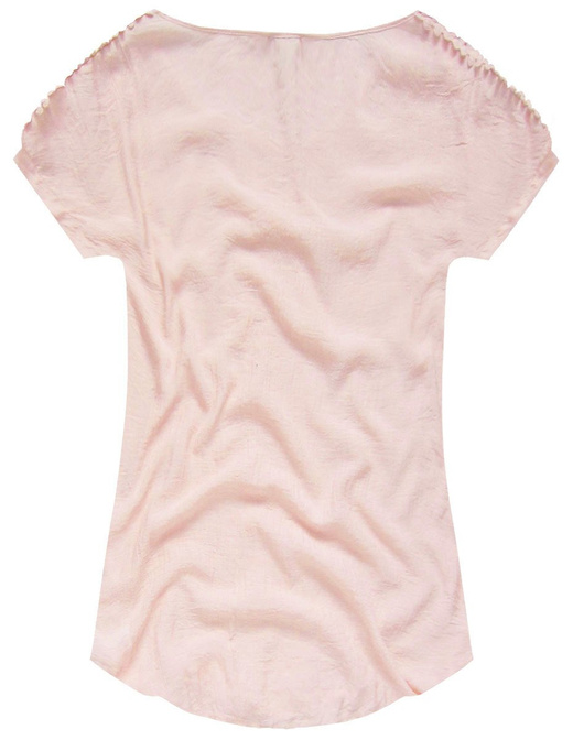 BLUZKA Z AŻUROWYMI RAMIONAMI PUDROWY RÓŻ (ART10)