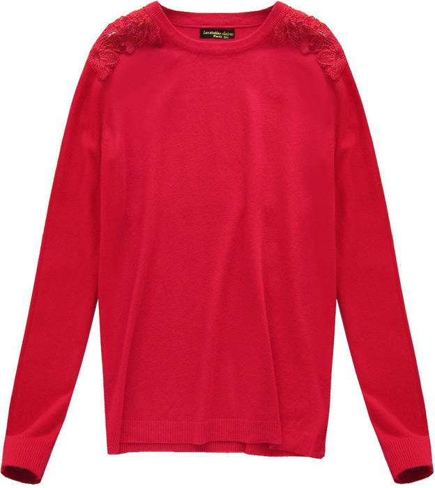 SPITZEN PULLOVER ROT (P102)
