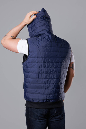 Męska kamizelka z kapturem w kolorze granatowym