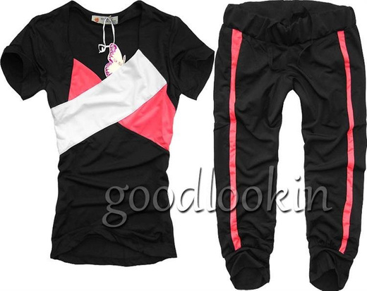 KRÓTKI KOMPLET DRESOWY HOT RED ON SUN CZARNY (272)